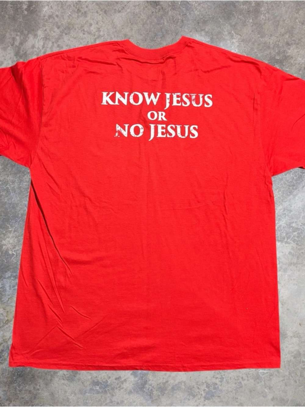 Red 'Know Jesus or No Jesus' Short Sleeve Tee